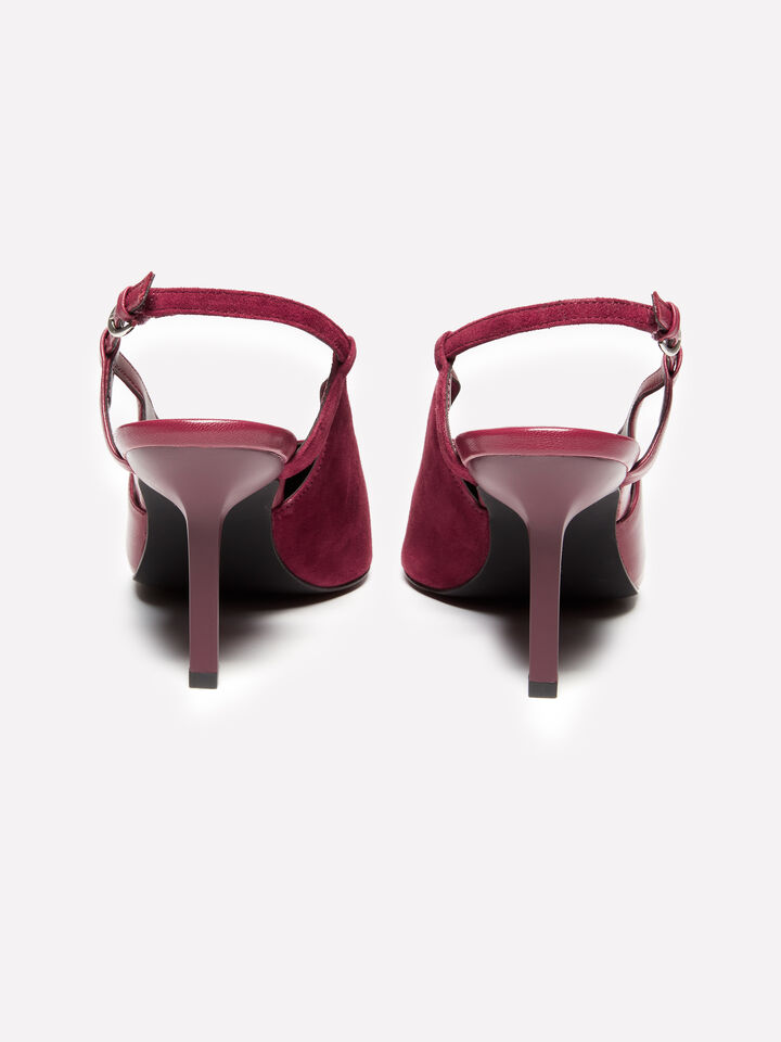 Burgundy slingback in 100% leather - women's heels - Burgundy | Sisley image number 3